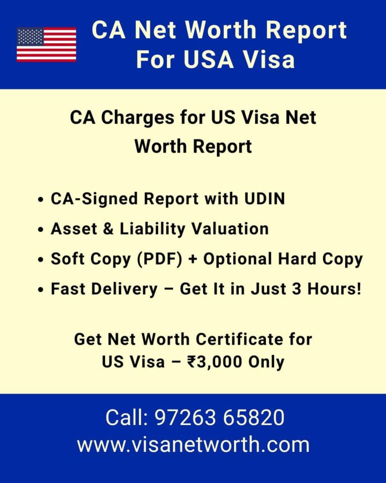Networth Certificate for US Visa Consultancy Charge