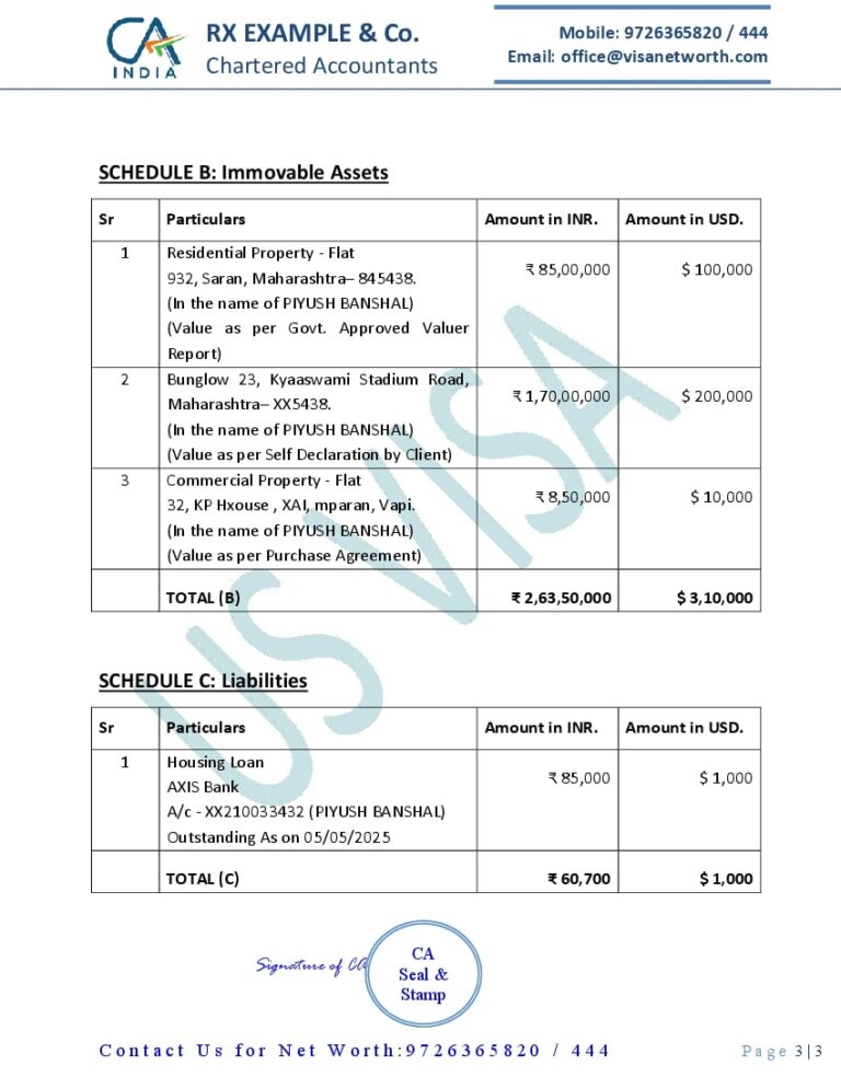 CA Report INR and USD for America Visa