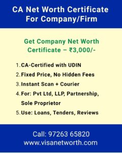 Networth Certificate for Company - Charges